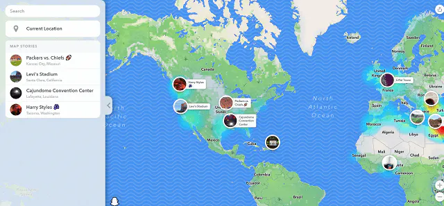Schermata di Snap Map