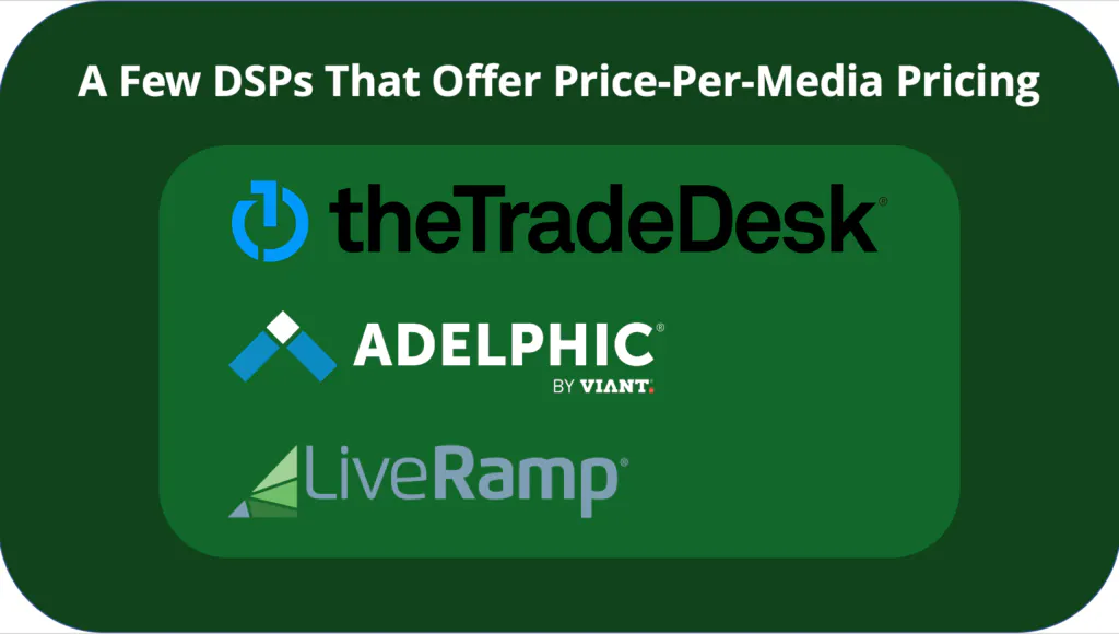 Le piattaforme sul lato della domanda come TTD e LiveRamp offrono prezzi per media