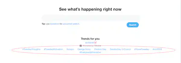 Twitter trending hastags example