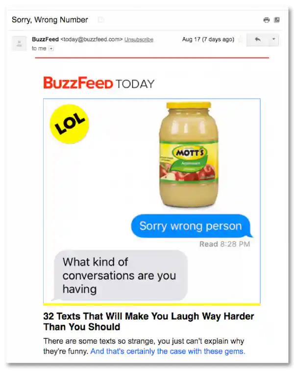 great newsletter examples-Buzzfeed