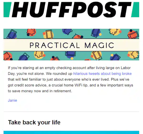 great newsletter examples-HuffPost