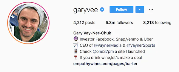 Instagram bio ejemplos garyvee