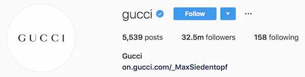 Instagram bio exemples Gucci