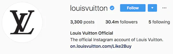 Instagram bio exemples louisvuitton