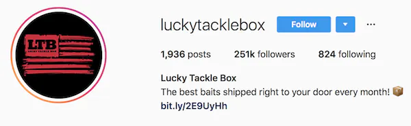 Instagram bio exemples luckytacklebox