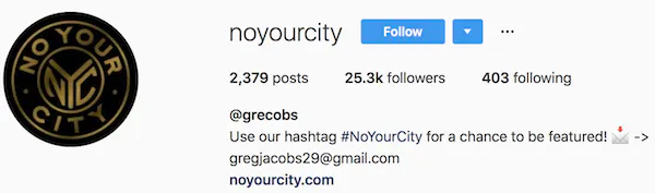 Instagram bio exemples noyourcity