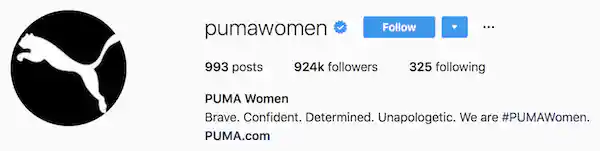 Instagram bio examples pumawomen