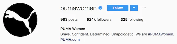 Instagram bio esempi pumawomen
