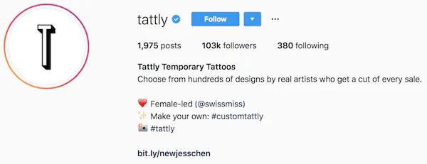 Instagram bio esempi tattly