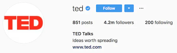Ejemplos bio de Instagram Ted