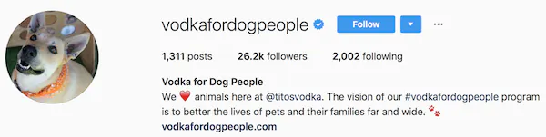 Ejemplos de Instagram bio vodkafordogpeople