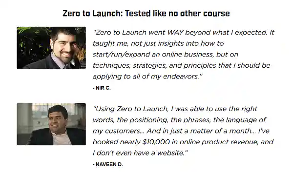 Zero to Launch Quote Testimonials