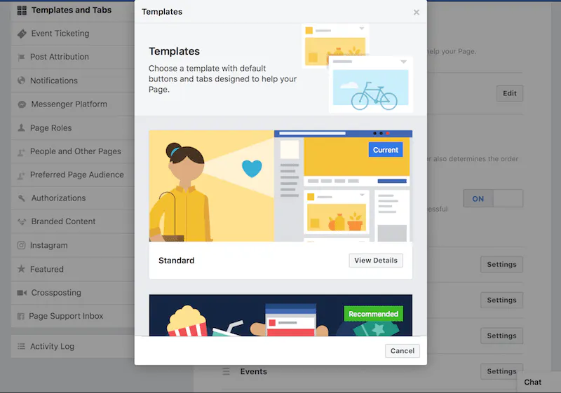 facebook info page template