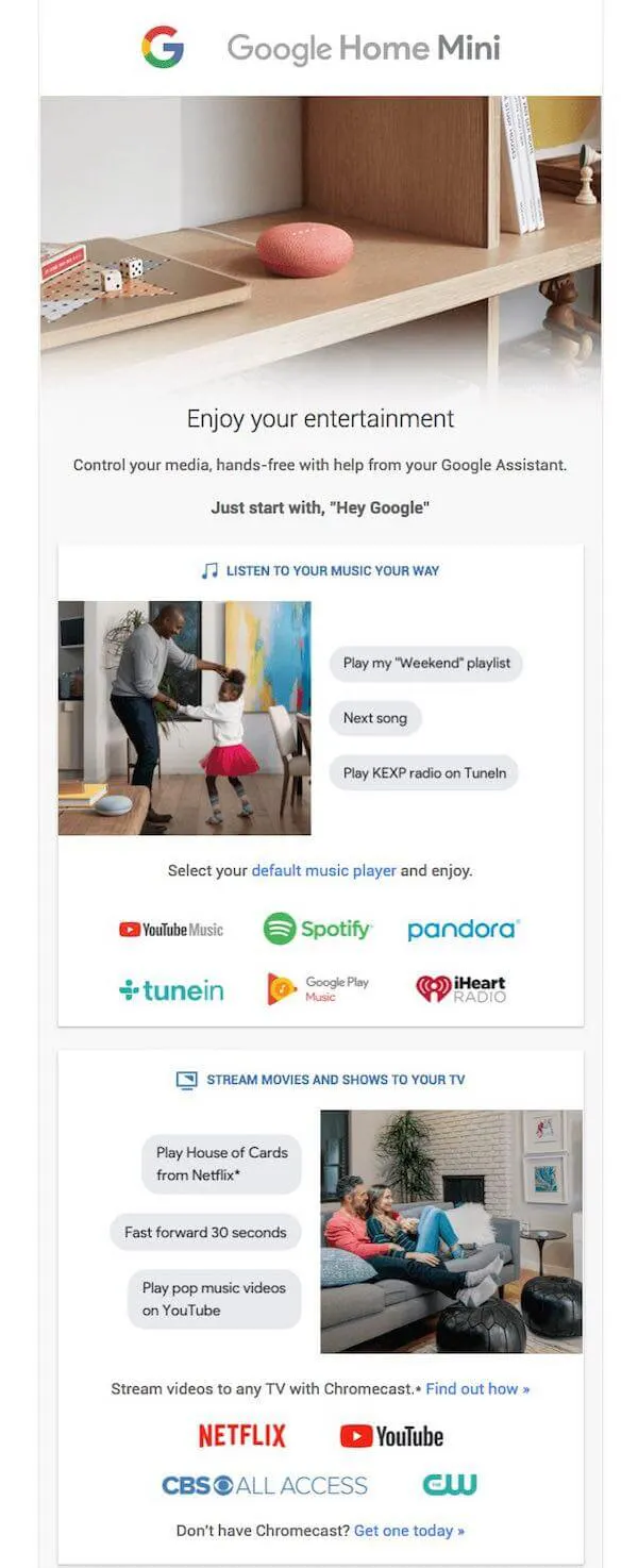 great newsletter examples-Google Home Mini
