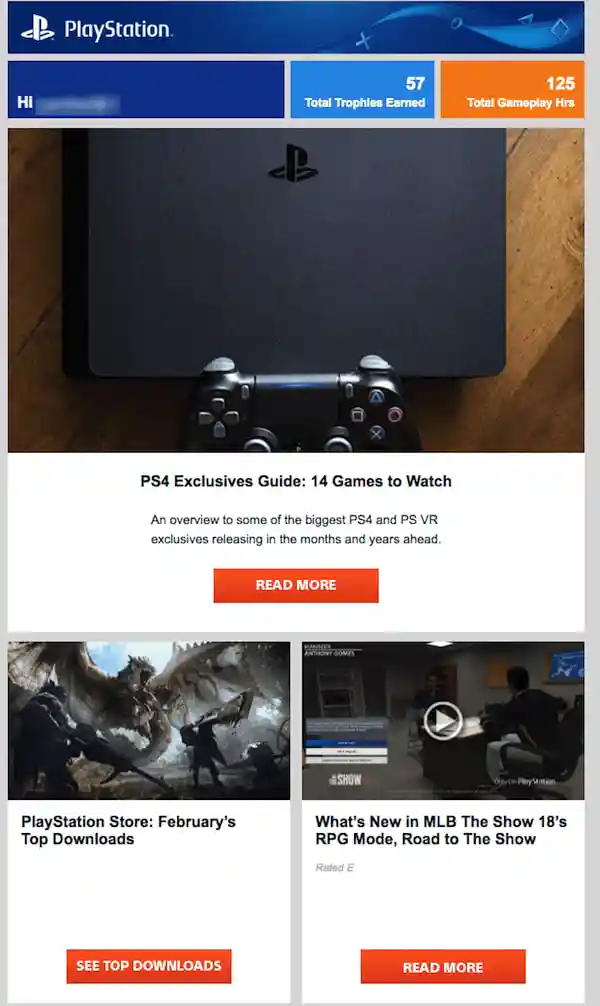 grands exemples de newsletter-PlayStation