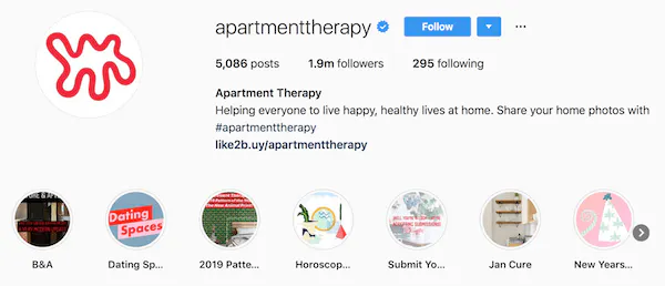 Ejemplos de Instagram de apartmenttherapy