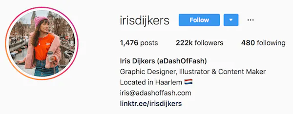 Instagram bio ejemplos irisdijkers