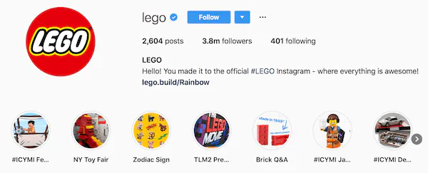 Instagram bio ejemplos LEGO