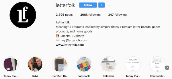 Instagram bio exemplos letterfolk