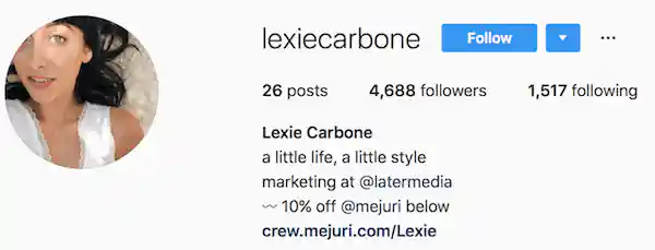 Instagram bio examples lexiecarbone