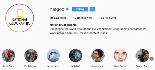 Instagram bio exemplos natgeo