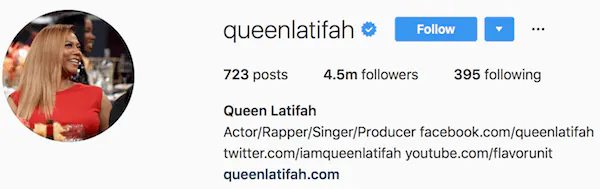 Instagram bio ejemplos queenlatifah