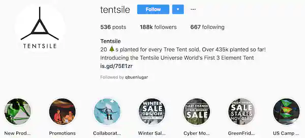 Instagram bio examples tentsile