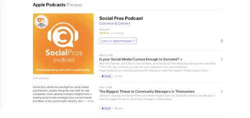 Best Social Media Podcasts: SocialPros