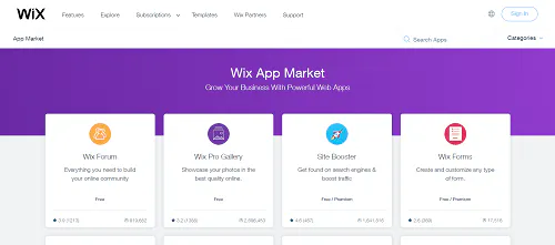 Wix App Markt