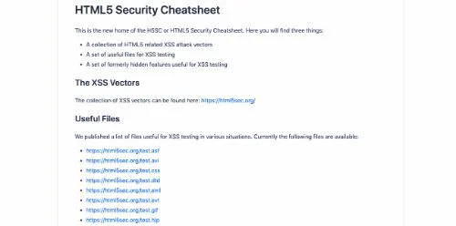 GitHub - Fiche de sécurité HTML5