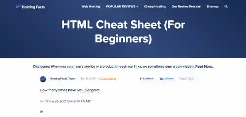Hosting Facts - HTML Cheat Sheet (for Beginners)