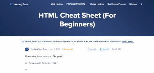 Fatos sobre hospedagem - HTML Cheat Sheet (para iniciantes)