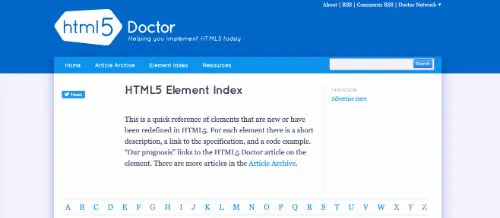 HTML5 Dottore - Indice degli elementi HTML5
