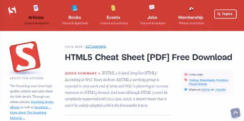 Smashing Magazine - HTML Cheat Sheet (PDF)