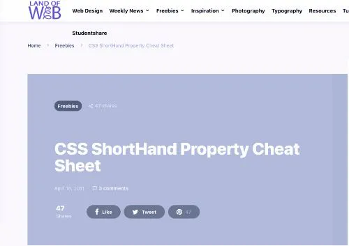 Terra del Web - CSS ShortHand Property Cheat Sheet di CSS 