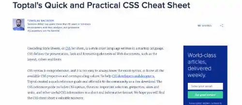 Toptal - Quick and Practical CSS Cheat Sheet