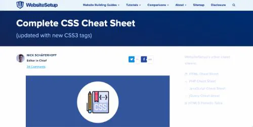 WebsiteSetup - Foglio riassuntivo CSS completo