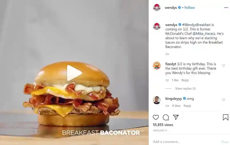 When to Post on Instagram to Gain Likes - Wendy's