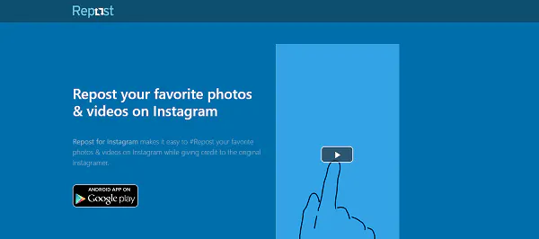 InstagramのRepostアプリで他のユーザーの投稿を共有する