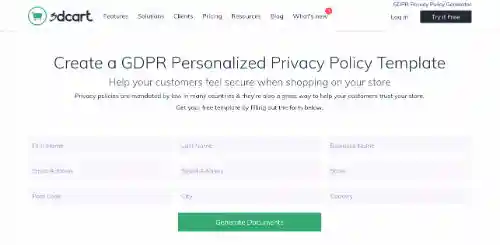 Free Privacy Policy Generators: 3dCart