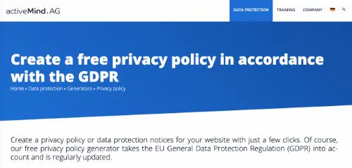Free Privacy Policy Generators: activeMind AG