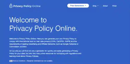 Generatori di Informativa sulla privacy gratuita: Informativa sulla privacy online