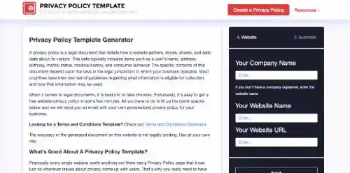 Free Privacy Policy Generators: Privacy Policy Template
