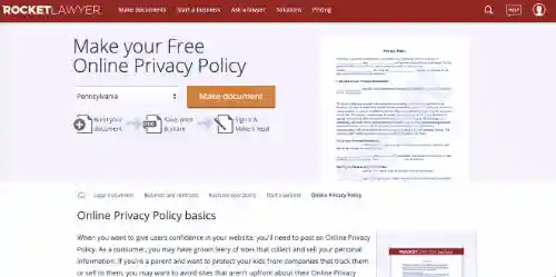 Paid Privacy Policy Generators: RocketLawyer