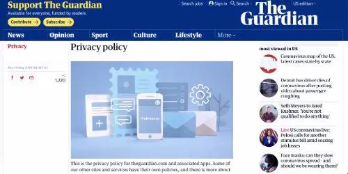 Ejemplos de política de privacidad: The Guardian