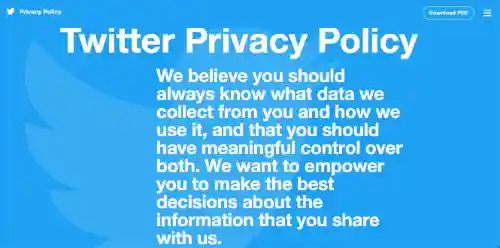 プライバシーポリシーの例。Twitter