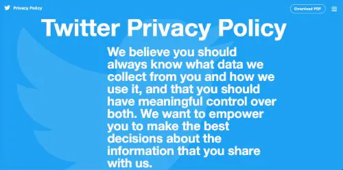 Exemples de politique de confidentialité : Twitter