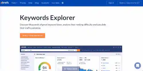 Les meilleurs outils de référencement : Explorateur de mots-clés Ahrefs