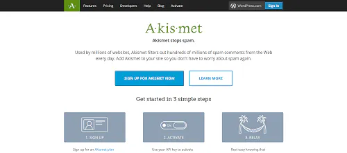 最佳 Wordpress 外掛程式: Akismet。
