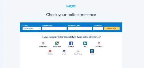 Les meilleurs outils de référencement gratuits : Moz Local Listing Score